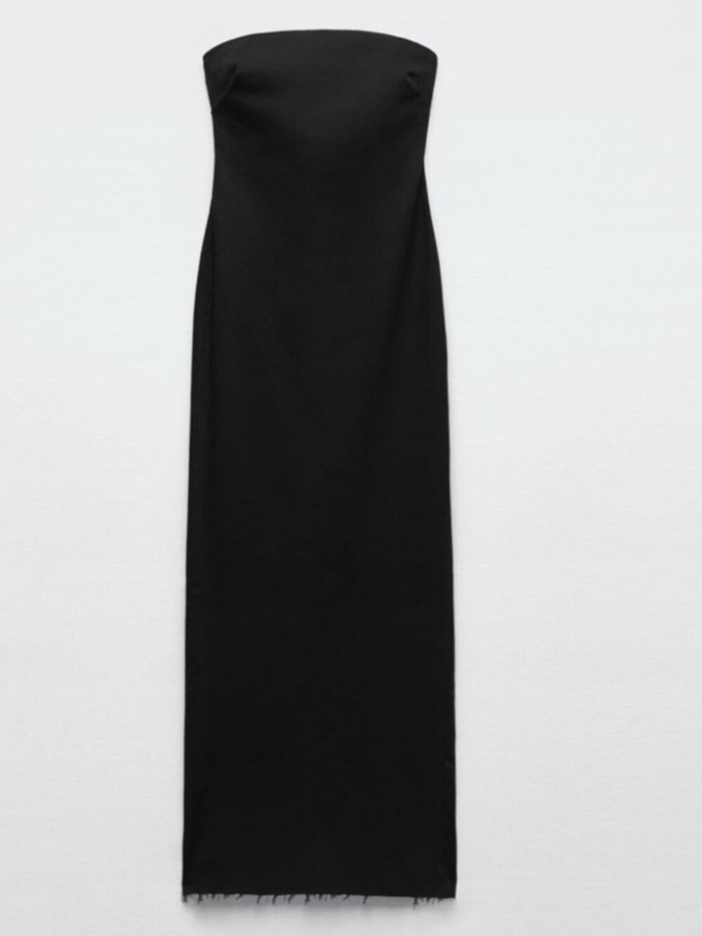 Zara Strapless Denim Midi Dress Black Size Medium